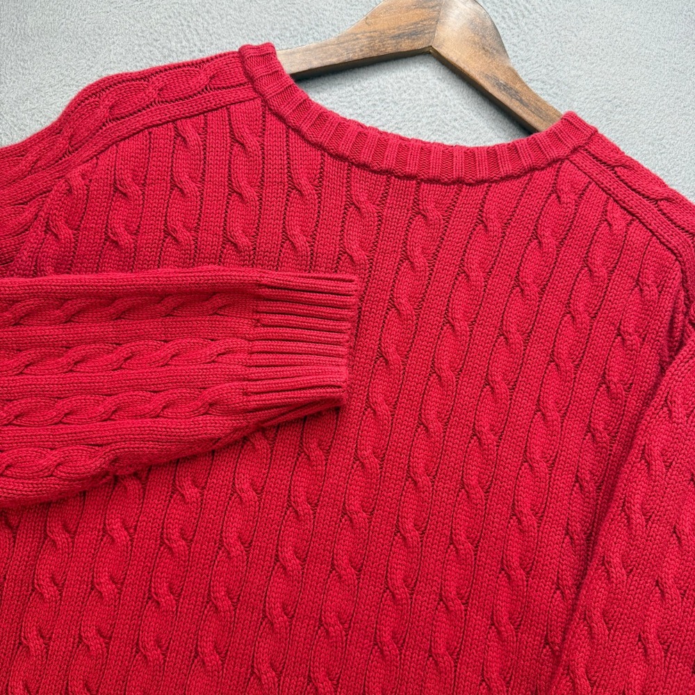 VTG Roundtree & Yorke Cable Knit Sweater Mens XL Red Cotton Pullover Classic